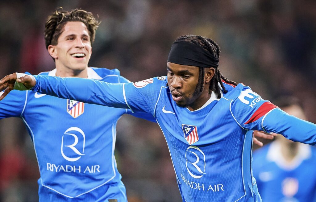 Ademola Lookman (right) celebrates his goal against Real Betis