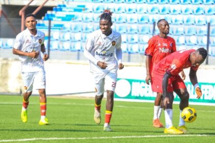Joseph Arumala celebrates his goal for Ikorodu City against Niger Tornadoes