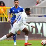 Ibrahim Olawoyin in action against Kasimpasa