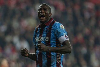 Paul Onuachu celebrates one of his goals against Samsunspor