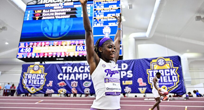 Ella Onojuvwevwo blazes 50.96s to win SEC 400m Indoor title