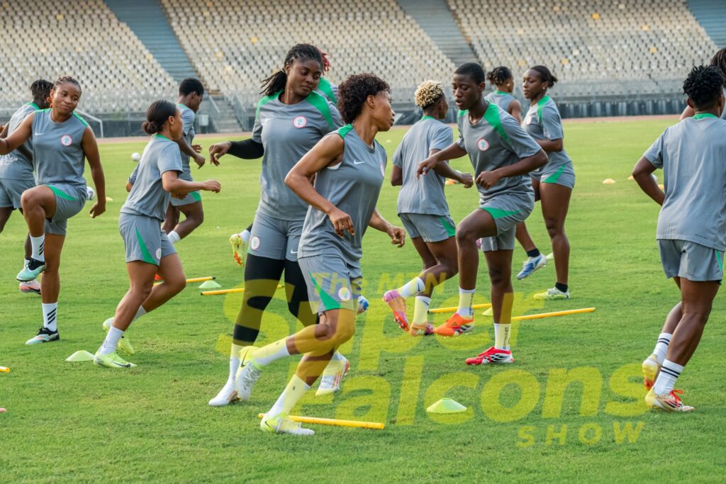 Super Falcons Target Response Against Cameroon After Narrow First-Leg Defeat 38 Super Falcons players in training