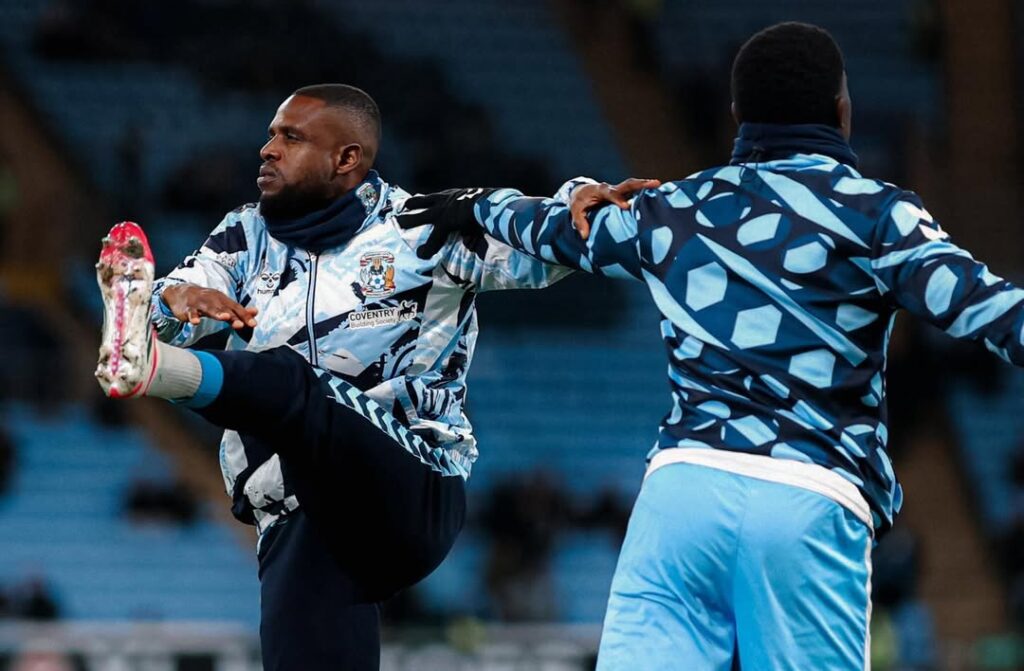 Frank Onyeka (left) in training