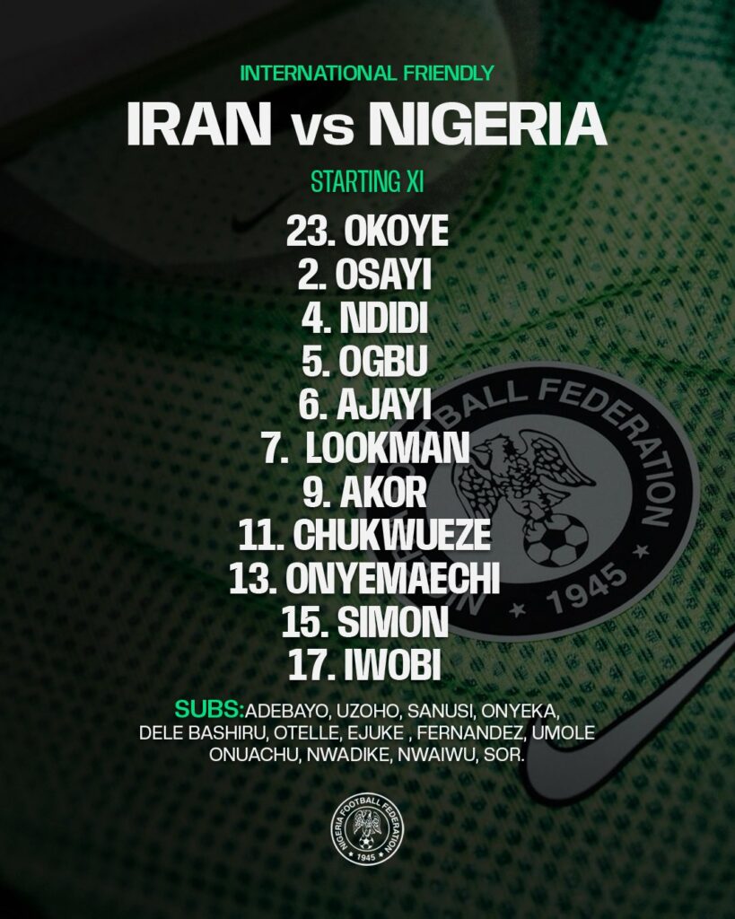 Chelle names strong starting lineup for Super Eagles friendly against Iran 38 Chelle names strong starting lineup for Super Eagles friendly against Iran