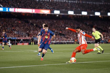 Ademola Lookman in action against Barcelona