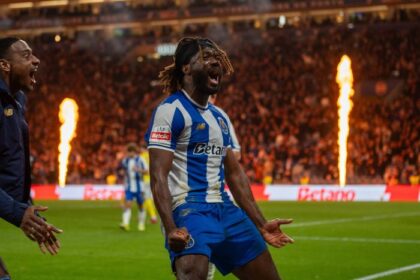 Terem Moffi celebrates his goal for FC Porto