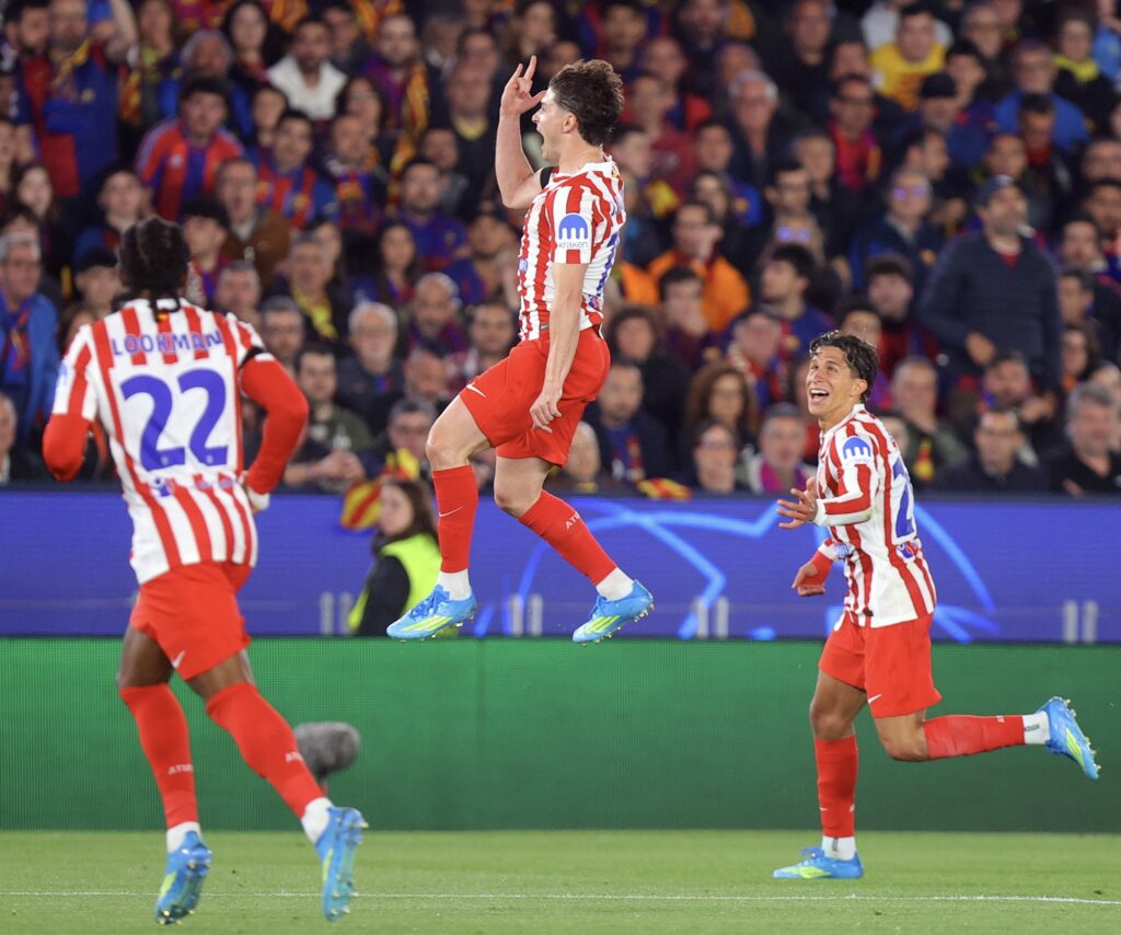 Ademola Lookman reacts as Atletico beat Barcelona in Champions League first leg