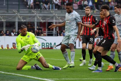 Maduk Okoye in action against AC Milan