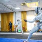 Scott Adair and Thea Leadley preparing for Commonwealth Fencing Championships in Lagos