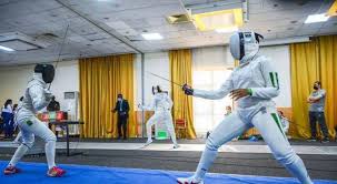 Scott Adair and Thea Leadley preparing for Commonwealth Fencing Championships in Lagos