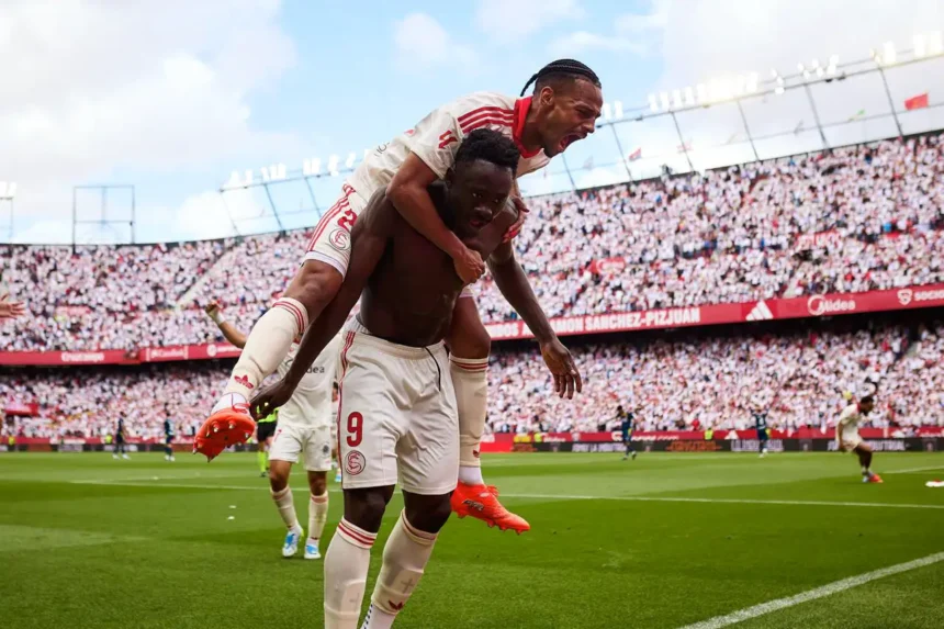 Akor Adams reacts after dramatic late winner fires Sevilla past Espanyol 2-1