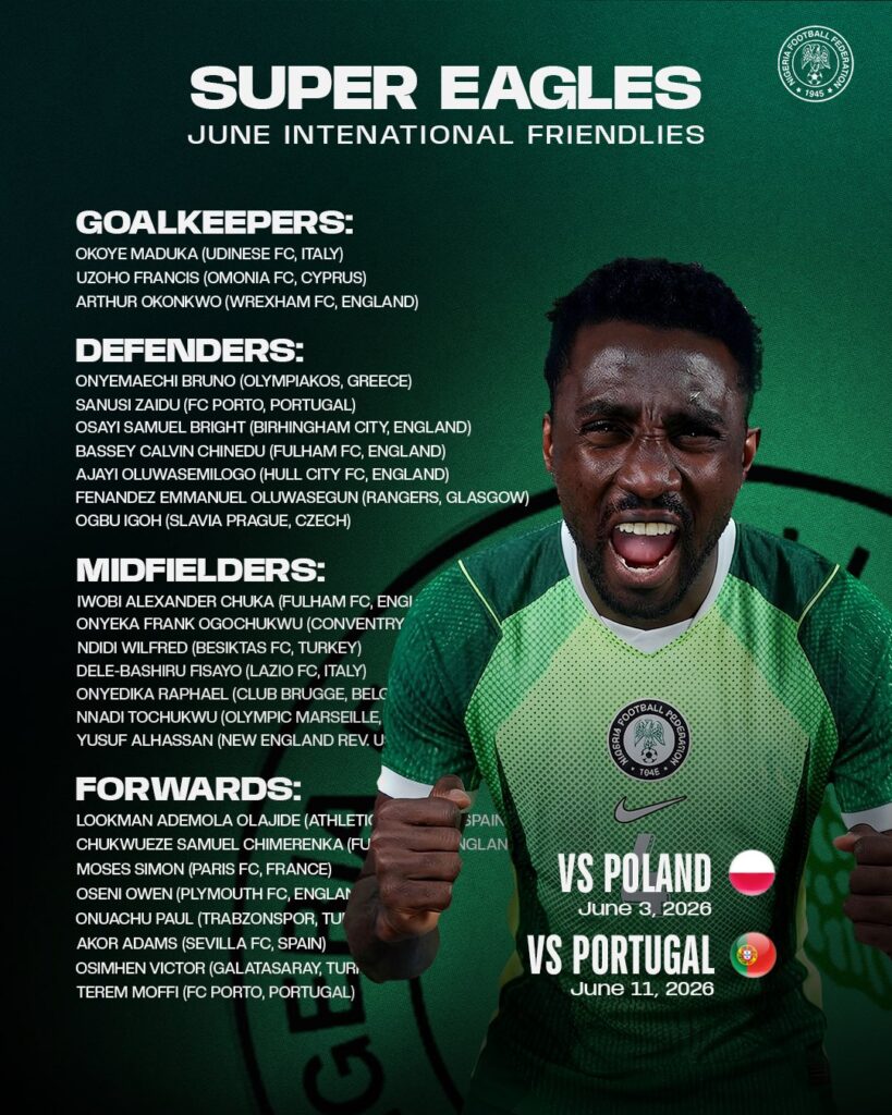 Eric Chelle releases Super Eagles squad for 2026 Unity Cup, International friendlies 39 Eric Chelle releases Super Eagles squad for 2026 Unity Cup, International friendlies