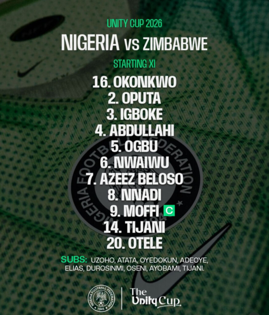 Nigeria confirm starting lineup against Zimbabwe at the Valley in London 38 Nigeria confirm starting lineup against Zimbabwe at the Valley in London