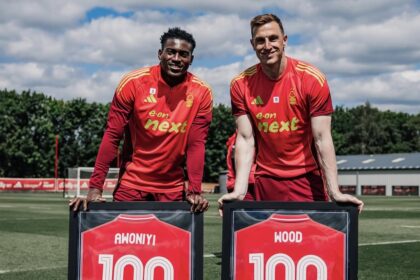 Taiwo Awoniyi presented with special shirt to celebrate 100th Forest appearance