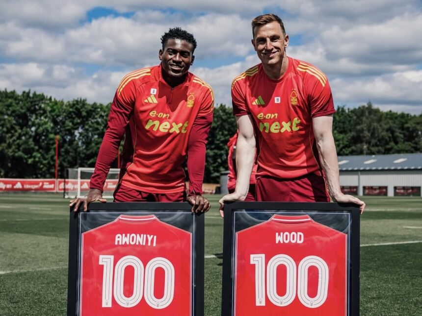 Taiwo Awoniyi presented with special shirt to celebrate 100th Forest appearance