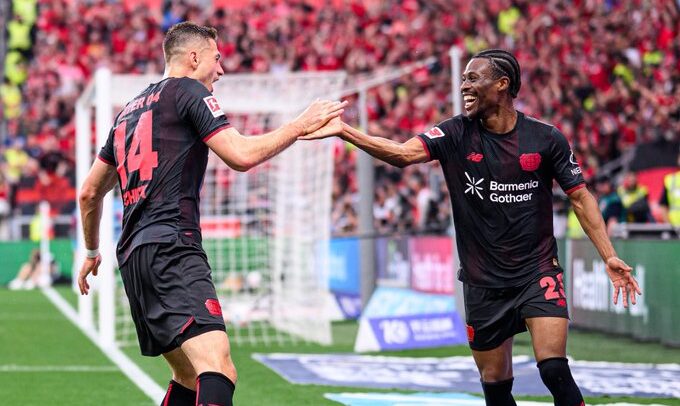 Nathan Tella nets first Bundesliga goal as Leverkusen thrash Leipzig 4-1