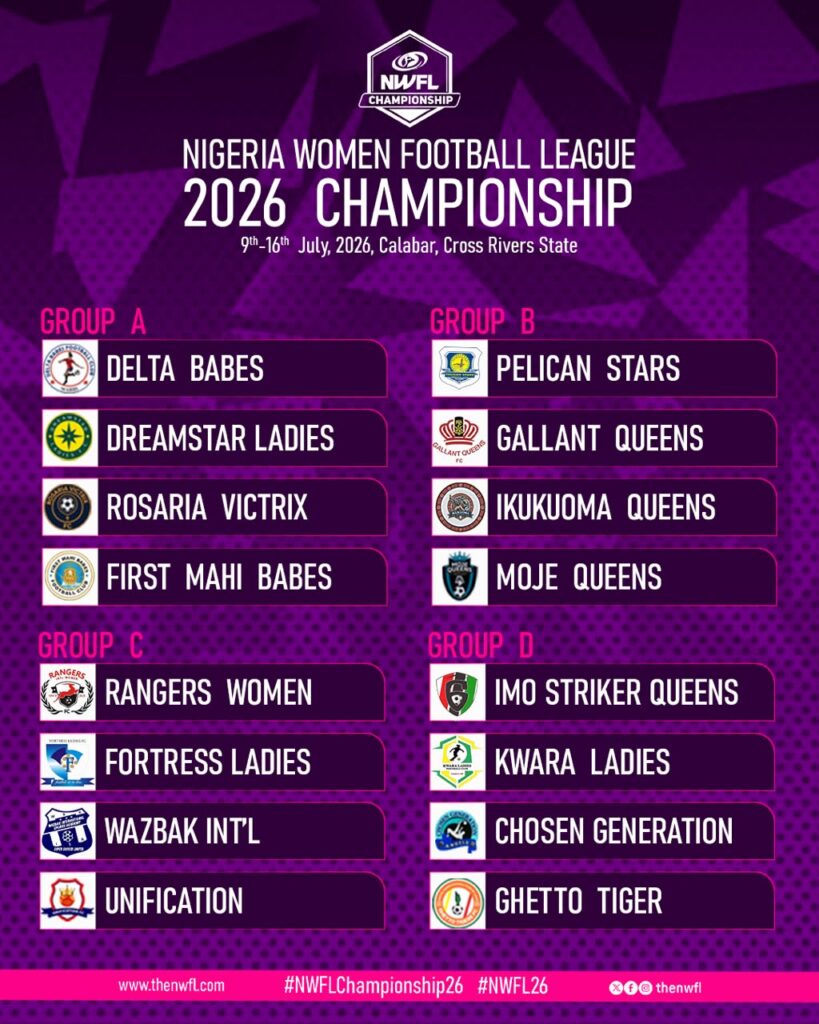 2026 NWFL Championship draw sets stage for promotion battle in Calabar