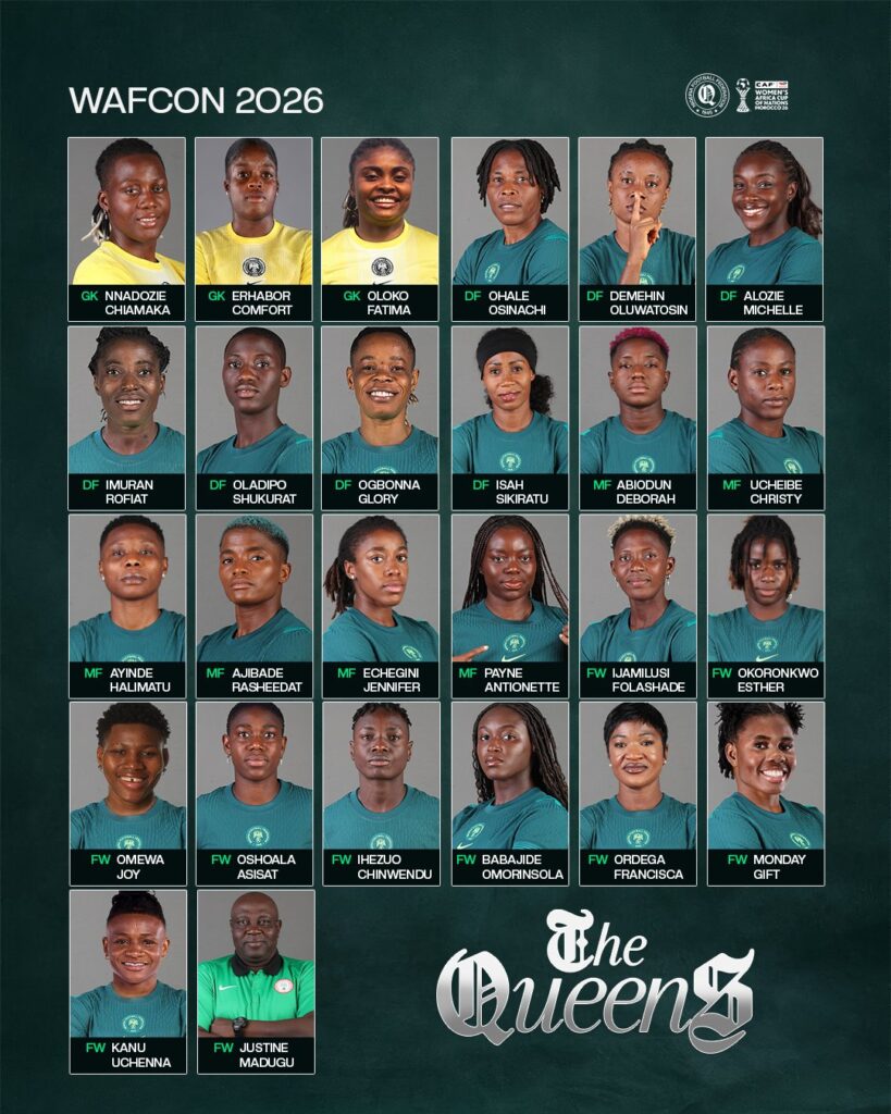 Justin Madugu names Ajibade, Oshoala, Nnadozie, 22 others in Super Falcons squad for WAFCON 2026