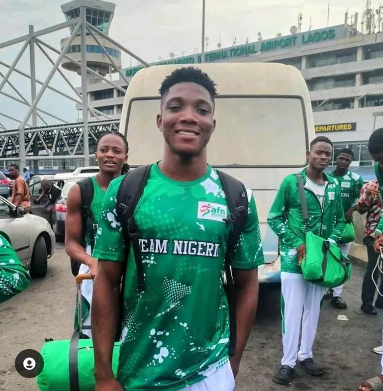 Kanyinsola Ajayi in Team Nigeria kit after the 2023 African U18/U20 Championships