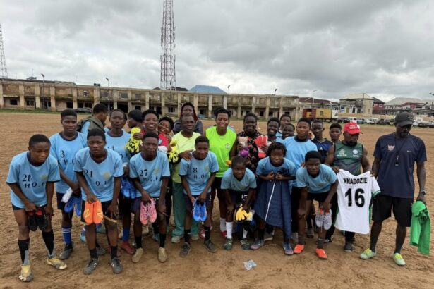 Chiamaka Nnadozie donates boots, gloves to young female footballers in childhood academy
