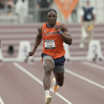 Kanyinsola Ajayi competes in the men’s 100m after breaking Nigeria’s national record