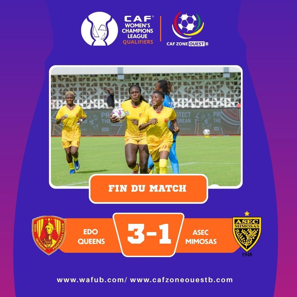 ‎Edo Queens beat ASEC Mimosas 3-1 to maintain perfect WAFU-B start