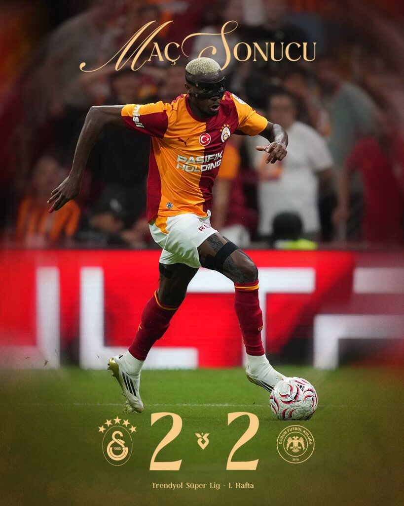 Victor Osimhen brace rescues Galatasaray in 2-2 season-opening draw with Çorum