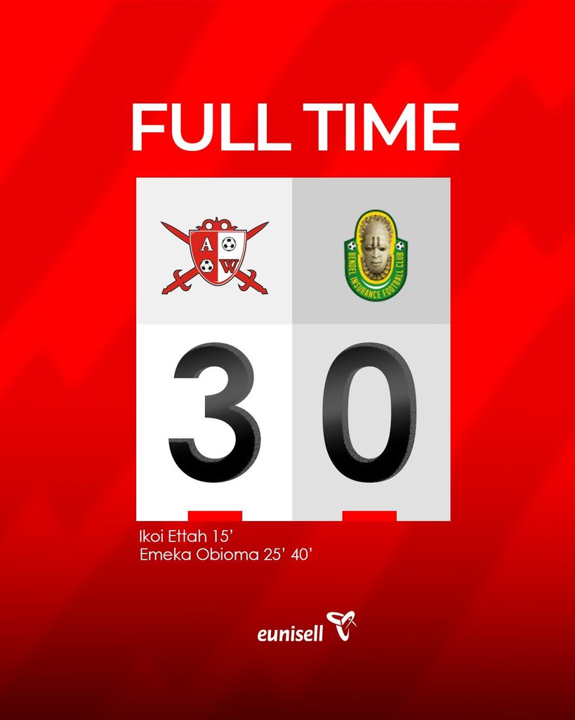 Emeka Obioma scores twice as Abia Warriors thrash Bendel Insurance 3-0