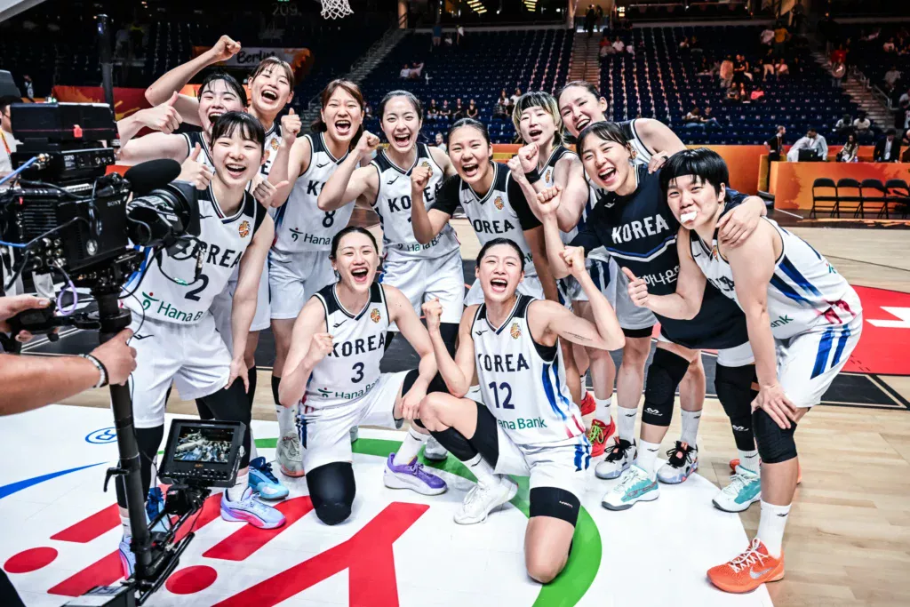 Koreans celebrate their win over D'Tigress