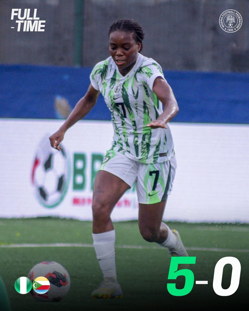 Super Falcons thrash Comoros 5-0 as Uchenna Kanu, Toni Payne score twice