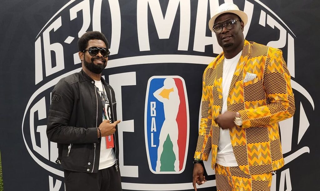 Olumide Oyedeji (right) with Nigerian comedian Basketmouth
