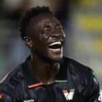 Akor Adams celebrating his goal against Napoli